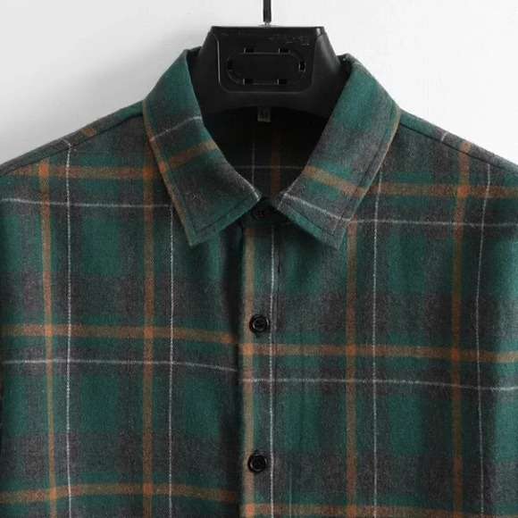Green Mens Plaid Shirt - Picture 7 of 7